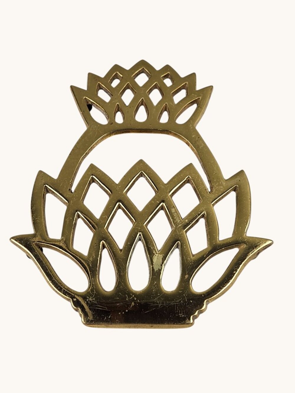 VTG 1976 Brass Pineapple Trivet Metal Crafters Footed Americana Bicentennial